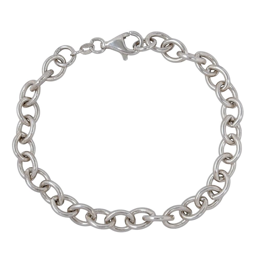 Vintage Sterling Silver 925 Chain Charm Bracelet 7.5"
